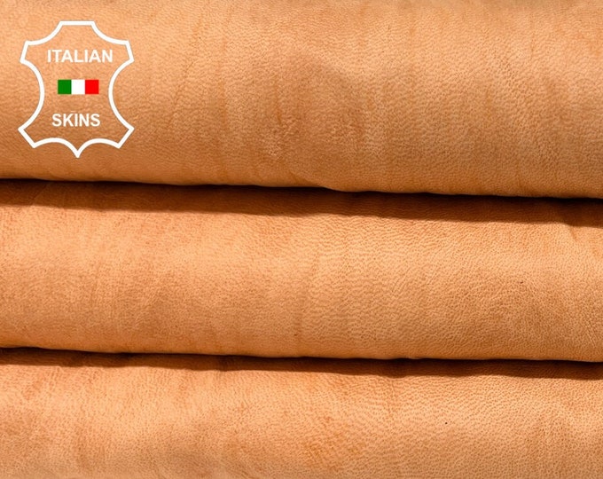 NATURAL PEACH LIGHT Brown Wrinkled Vegetable Tanned Soft Italian Lambskin Lamb Sheep Leather hide hides skin skins 6sqf 0.8mm #B6212