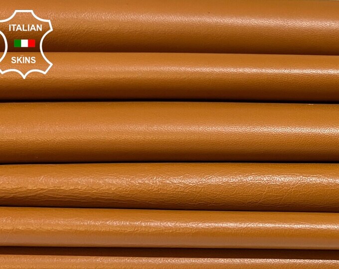 ORANGY TAN BROWN Soft Italian Lambskin Lamb Sheep Leather pack 2 hides skins total 10sqf 0.7mm #B9034