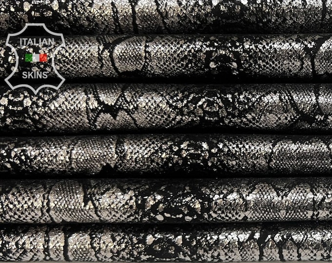 METALLIC PLATINUM SNAKE Print On Soft Italian Goatskin Goat Leather pack 2 hides skins total 10+sqf 0.8mm #B7848