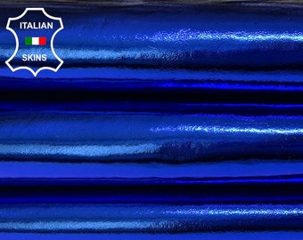 METALLIC COBALT BLUE Thick Italian Lambskin Lamb Sheep Leather hide hides skin skins 6-9sqf 1.1mm #B4885