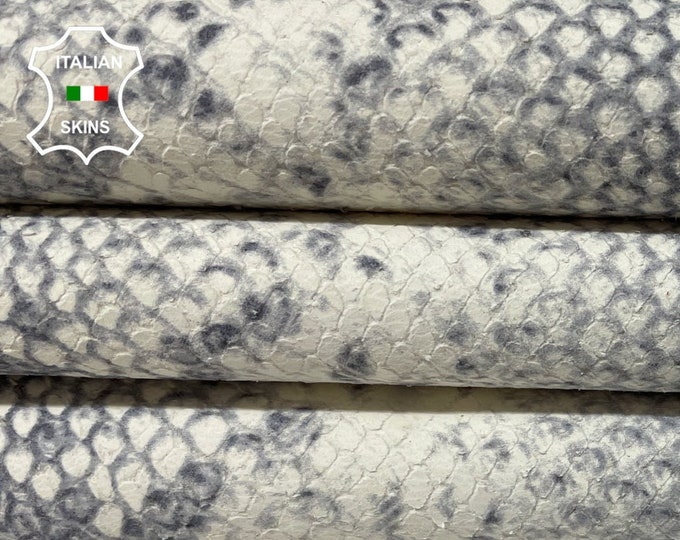 GRAY Python Snake Print Textured on Italian Calfskin Calf Cow Leather hide hides skin skins 6sqf 1.0mm #B274