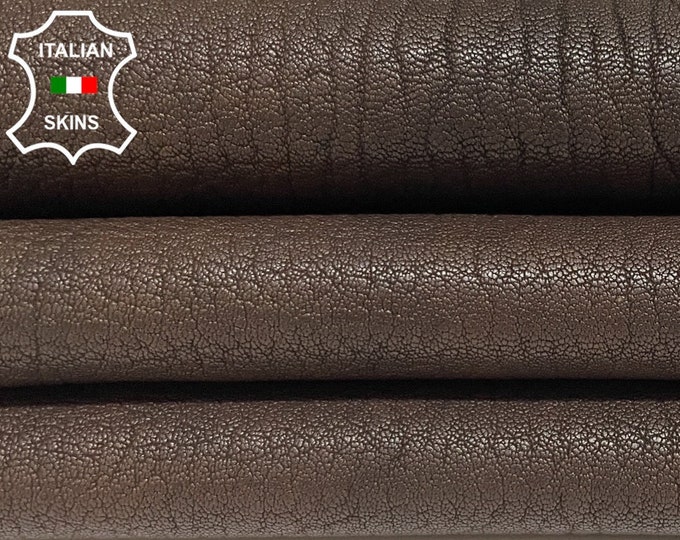 BROWN RUSTIC ANTIQUED Vegetable Tan Grainy Rough Thick Soft Italian Lambskin Lamb Sheep Leather hides hide skin skins 5sqf 1.1mm #B2991