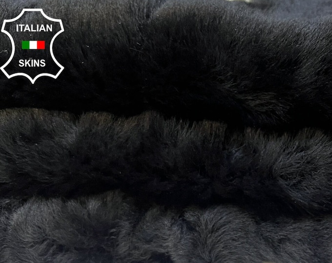 BLACK Hair On sheepskin shearling fur hairy sheep Italian leather hide hides skin skins 20"x27"  #B4012