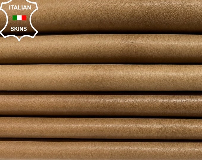 NATURAL WALNUT BROWN Vegetable Tan Soft Italian Lambskin Lamb Sheep Leather pack 2 hides skins total 16+sqf 0.9mm #B6205