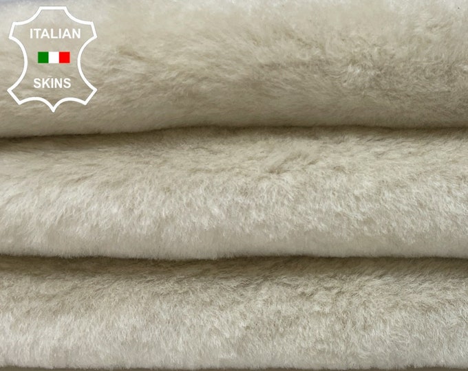 IVORY On TAN BROWN Suede sheepskin shearling fur hairy sheep Italian leather hides hide skin skins 15"x21"  #B642