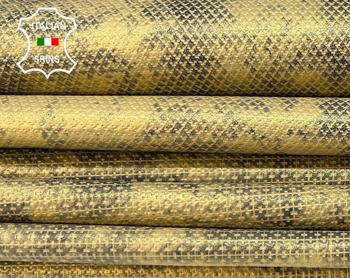 PEARLIZED GOLD DISTRESSED Textured Print On Soft Italian Lambskin Lamb Sheep Leather pack 3 hides skins total 24sqf 0.9mm #B8846