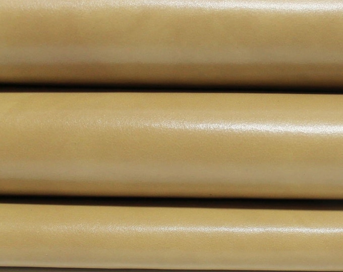 BEIGE DISTRESSED POLISHED smooth strong Calfskin Calf Cow Cowhide upholstery leather skin hide skins hides 13sqf 1.3mm #A4311