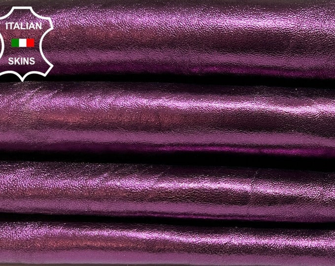 METALLIC RAISIN PURPLE Textured On Washed Vegetable Tan Thick Soft Lambskin Lamb Sheep Leather hides pack 2 skins total 12sqf 1.3mm #B6278