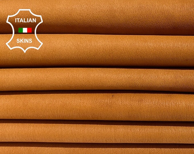 NATURAL TAN STRETCH Naked Vegetable Tanned Soft Italian Lambskin Lamb Sheep Leather pack 2 hides skins total 9sqf 0.8mm #B6531