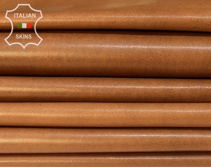 BROWN VEGETABLE TAN Thin Soft Italian Lambskin Lamb Sheep leather pack 2 hides skins total 16sqf 0.6mm #B7724