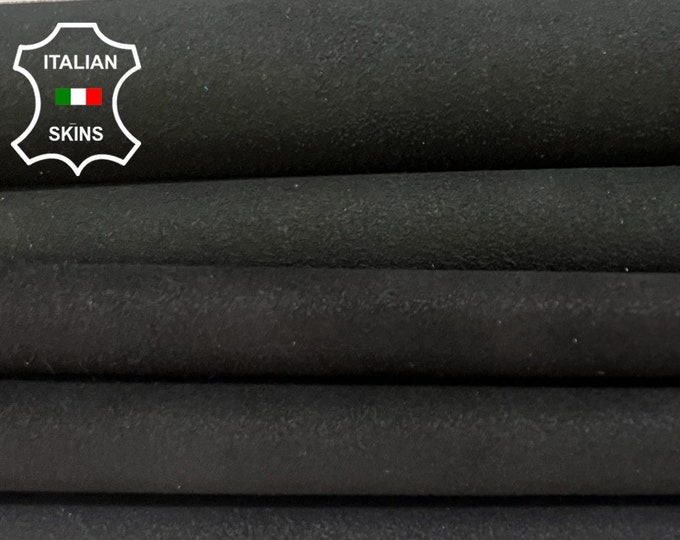 BLACK SUEDE Pack 2 shades Soft Italian STRETCH Lambskin Lamb Sheep Leather 2 hides skins total 11sqf 1.1mm #B3906