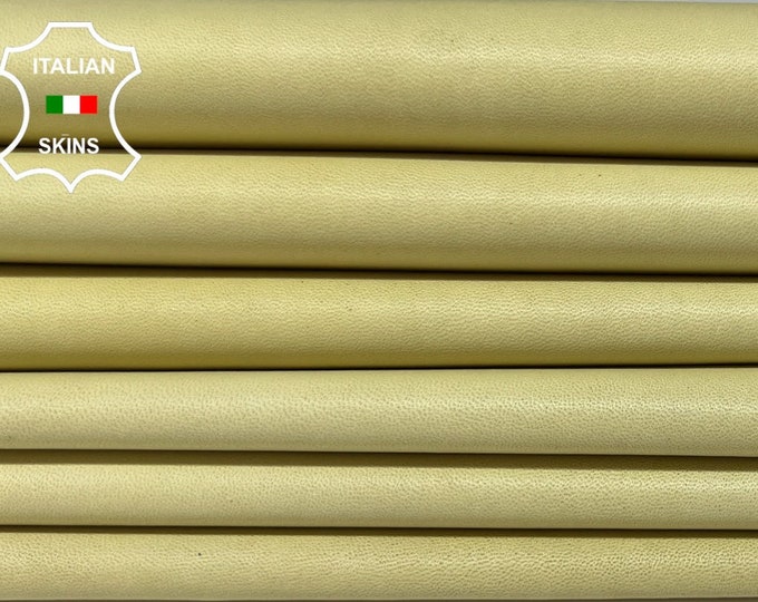 NATURAL PALE YELLOW Naked Unfinished Soft Italian Lambskin Lamb Sheep leather pack 3 hides skins total 15sqf 1.0mm #B3297