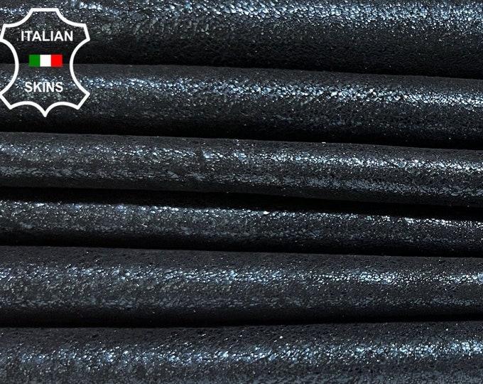 METALLIC MIDNIGHT BLUE Cracked Antiqued Thin Soft Italian Goatskin Goat leather pack 3 hides skins total 14sqf 0.6mm #B5967