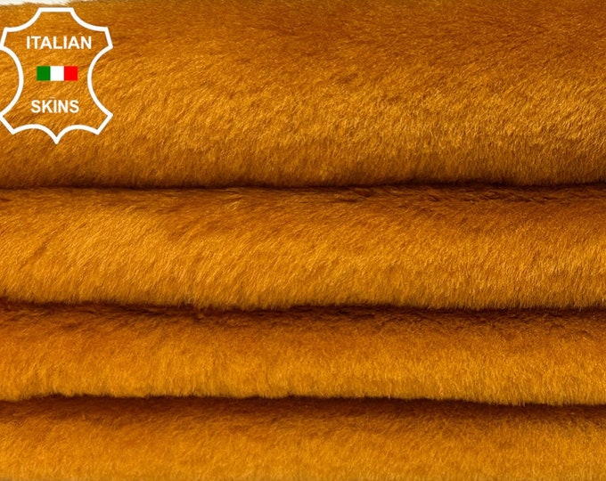 ORANGE Hair On PUMPKIN ORANGE Suede Soft sheepskin shearling fur hairy sheep Italian leather hides pack 2 skins total 8sqf  #B3512