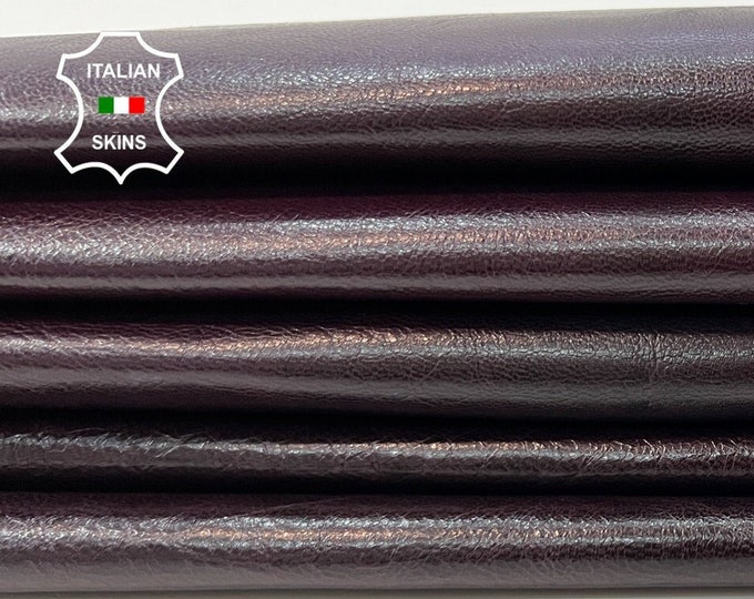 PLUM ANTIQUED Crinkled Shiny Glossy Italian Goatskin Goat Leather pack 2 hides skins total 10+sqf 0.8mm #B9900