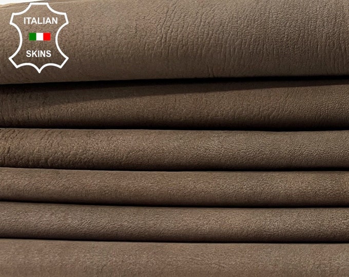 BROWN STRETCH NUBUCK Vintage Look Thick Soft Italian Lambskin Lamb Sheep Leather pack 2 hides skins total 7+sqf 1.1mm #B9879