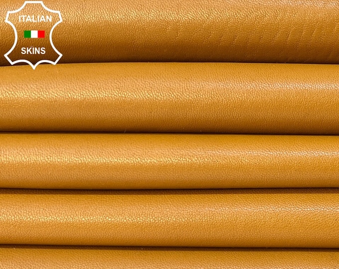 CAMEL TAN Thick Soft Italian Lambskin Lamb Sheep Leather pack 2 hides skins total 11sqf 1.6mm #B9359