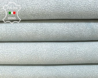 WHITE CRACKLED BLUE Hue cracked Vintage Look Thick Soft Italian Goatskin Goat Leather pack 2 hides skins total 8sqf 1.1mm #B5590
