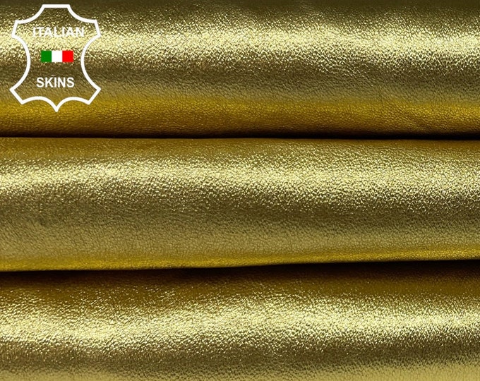 Metallic Gold Soft Italian genuine STRETCH Lambskin Lamb Sheep wholesale leather skins Elastic pants trousers leggings 0.5mm to 1.0 mm