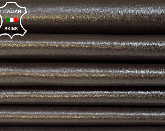 DARK BROWN Shiny Soft Italian STRETCH Lambskin Lamb Sheep Leather pack 5 hides skins total 25sqf 0.8mm #B3720