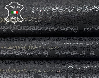 SHIMMER SHINY CHAINS Print On Black Italian Goatskin Goat Leather skin 5sqf 1.0mm #B2305