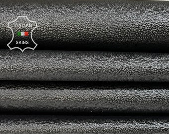 BLACK PEBBLE GRAINY Strong Italian Calfskin Calf Cow leather pack 2 hides skins total 18sqf 0.7mm #B7232