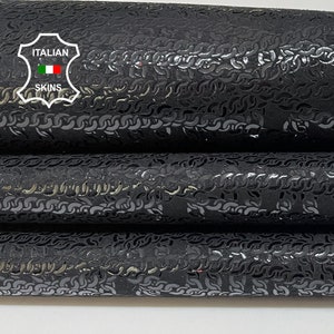 SHIMMER SHINY CHAINS Print On Black Italian Goatskin Goat Leather hides hide skin skins 5sqf 1.0mm #B2305