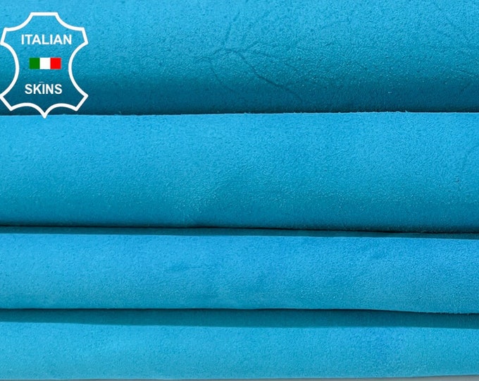 TURQUOISE Suede Strong Italian Goatskin Goat leather pack 5 hides skins total 15sqf 0.8mm #B6907