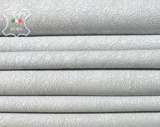 OFF WHITE Crispy Crinkled Coated Soft Italian Lambskin Lamb Sheep leather pack 2 hides skins total 10sqf 1.0mm #B7256