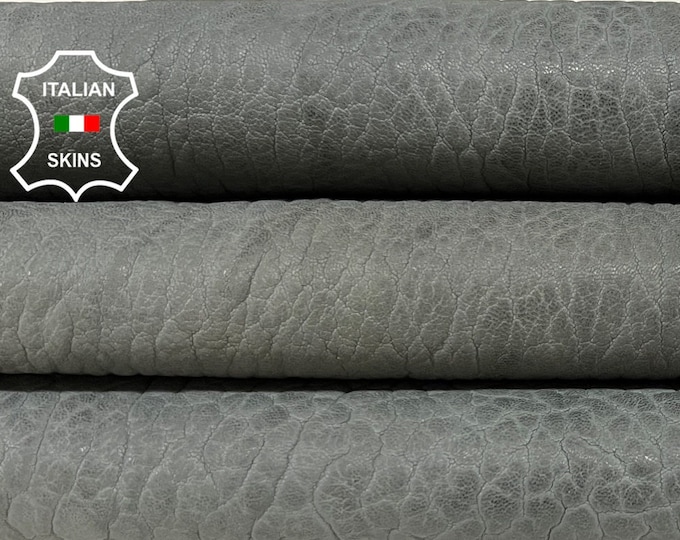 NATURAL GRAY BUBBLY Grainy Vegetable Tan Thick Italian Lambskin Lamb Sheep leather hide hides skin skins 6sqf 1.7mm #B3369