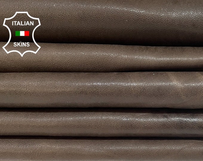 DARK BROWN ANTIQUED Vegetable Tan Italian Lambskin Lamb Sheep Leather hides pack 2 skins total 14sqf 0.9mm #B723