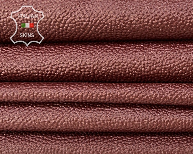 BURGUNDY MAROON BROWN Pebble Grainy Thick Italian Calfskin Calf Cow Leather pack 2 hides skins total 18sqf 1.3mm #B8062