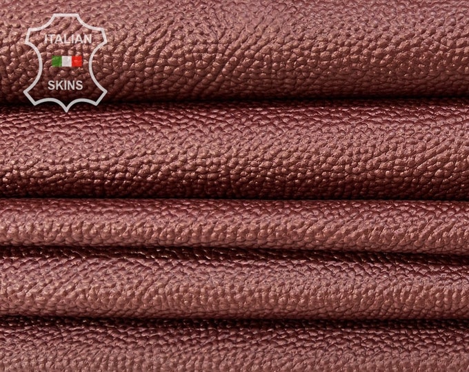 BURGUNDY MAROON BROWN Pebble Grainy Thick Italian Calfskin Calf Cow Leather pack 2 hides skins total 18sqf 1.3mm #B8062