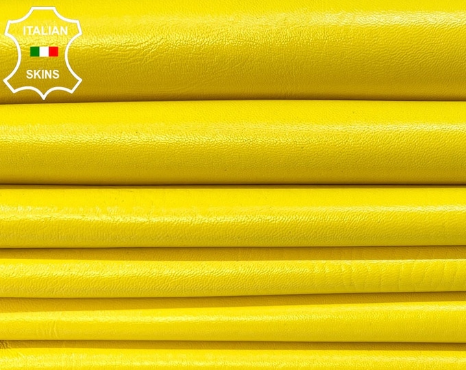 LEMON YELLOW Thick Italian Lambskin Lamb Sheep Leather pack 3 hides skins total 18sqf 1.6mm #B9352