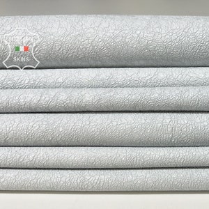 OFF WHITE Crispy Crinkled Coated Soft Italian Lambskin Lamb Sheep leather pack 2 hides skins total 10sqf 1.0mm #B7256