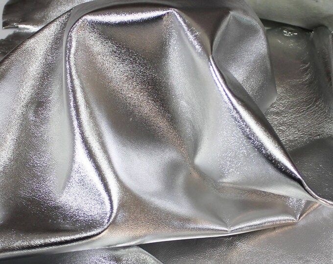 Italian lambskin leather 12 skins hides METALLIC SILVER 80-90sqf