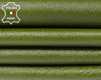 AVOCADO GREEN PATENT Shiny Rough Thick Soft Italian Lambskin Lamb Sheep Leather hides hide skin skins 7+sqf 1.3mm #B1332