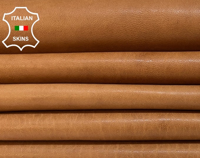 NATURAL BROWN VEGETABLE Tan Soft Italian Lambskin Lamb Sheep Leather pack 5 hides skins total 25sqf 0.9mm #B4906