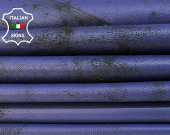 INDIGO BLUE ANTIQUED Distressed Rustic Look Thick Soft Italian Lambskin Lamb Sheep Leather pack 3 hides skins total 27sqf 1.1mm #B4110