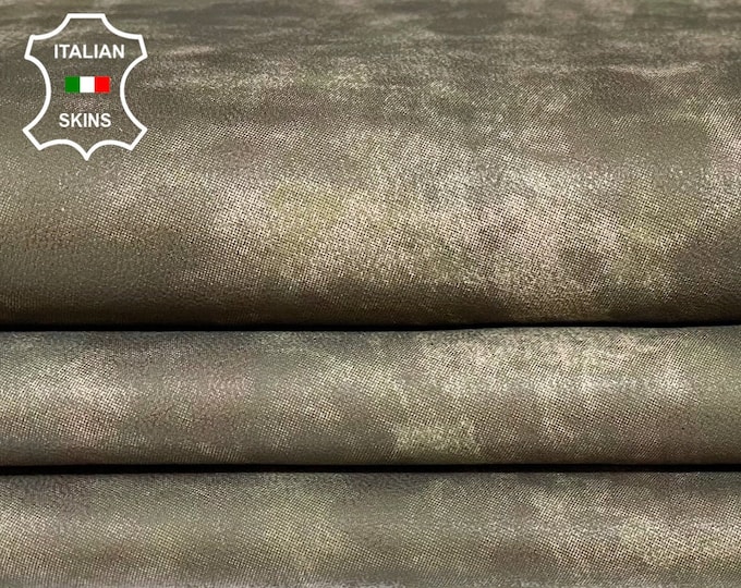 KHAKI DISTRESSED VINTAGE Look soft Italian Lambskin Lamb sheep leather hides hide skin skins 6sqf 0.6mm #A9488