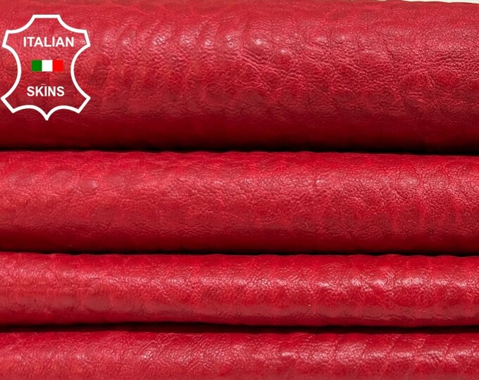 RED BUBBLY GRAINY Italian Goatskin Goat Leather pack 2 hides skins total 11sqf 1.0mm #B4816