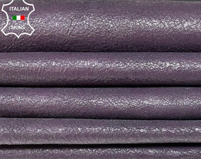 EGGPLANT PURPLE CRACKLED Vintage Look Italian Lambskin Lamb Sheep Leather hides pack 5 skins total 40sqf 0.7mm #B86