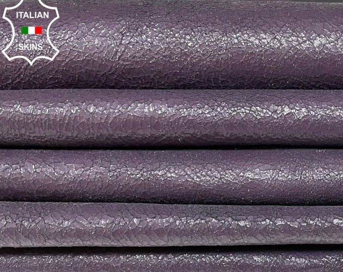 EGGPLANT PURPLE CRACKLED Vintage Look Italian Lambskin Lamb Sheep Leather hides pack 5 skins total 40sqf 0.7mm #B86