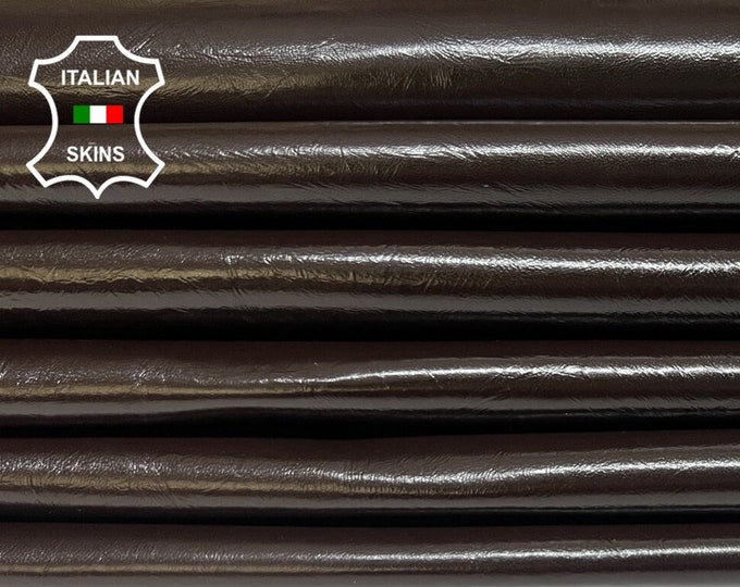 DARK BROWN SHINY Crinkled Soft Italian Goatskin Goat Leather pack 4 hides skins total 18sqf 0.8mm #B4120