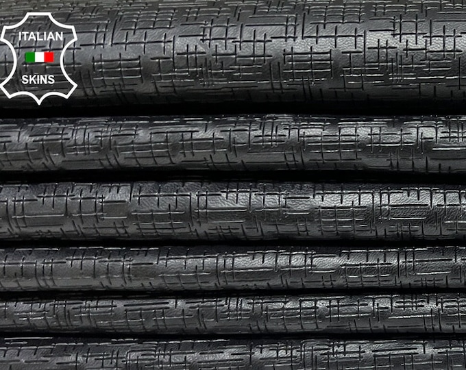 BLACK TEXTURED Thick Italian Lambskin Lamb Sheep Leather pack 5 hides skins total 30sqf 1.1mm #B8785