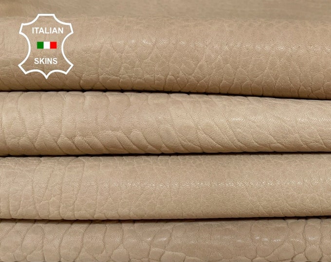 NATURAL BEIGE NUDE Bubbly Grainy Vegetable tan thick soft Italian Lambskin Lamb sheep leather hides pack 2 skins 12sqf 2.0mm #A9334