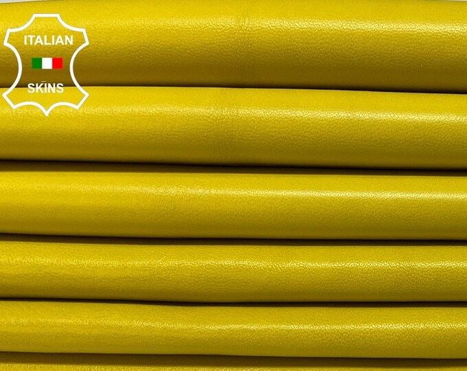 MUSTARDY YELLOW Soft Italian Lambskin Lamb Sheep Leather pack 2 hides skins total 11sqf 0.9mm #B6248