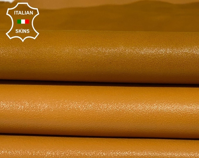 TANGERINE ORANGE 2 SHADES soft Italian Lambskin Lamb sheep Leather hides  pack 2 skins total 10sqf 0.9mm #A9374