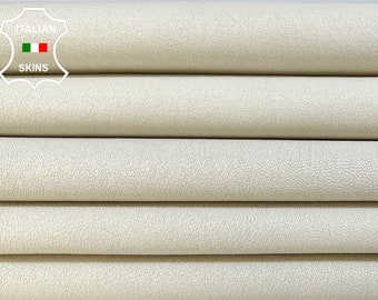 NATURAL BONES Off White Soft Italian STRETCH Lambskin Lamb Sheep Leather pack 2 hides skins total 9+sqf 0.9mm #B3750