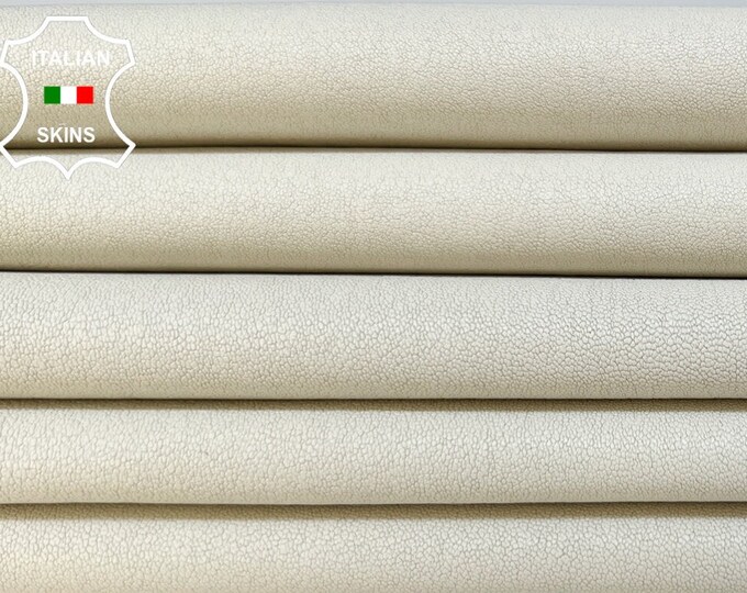 NATURAL BONES Off White Soft Italian STRETCH Lambskin Lamb Sheep Leather pack 2 hides skins total 9+sqf 0.9mm #B3750